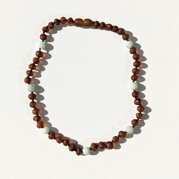 【_olinguito_さま専用ページ】Amber Necklace - cognac -40/45・- Raw Cognac + Aquamarine-40/45
