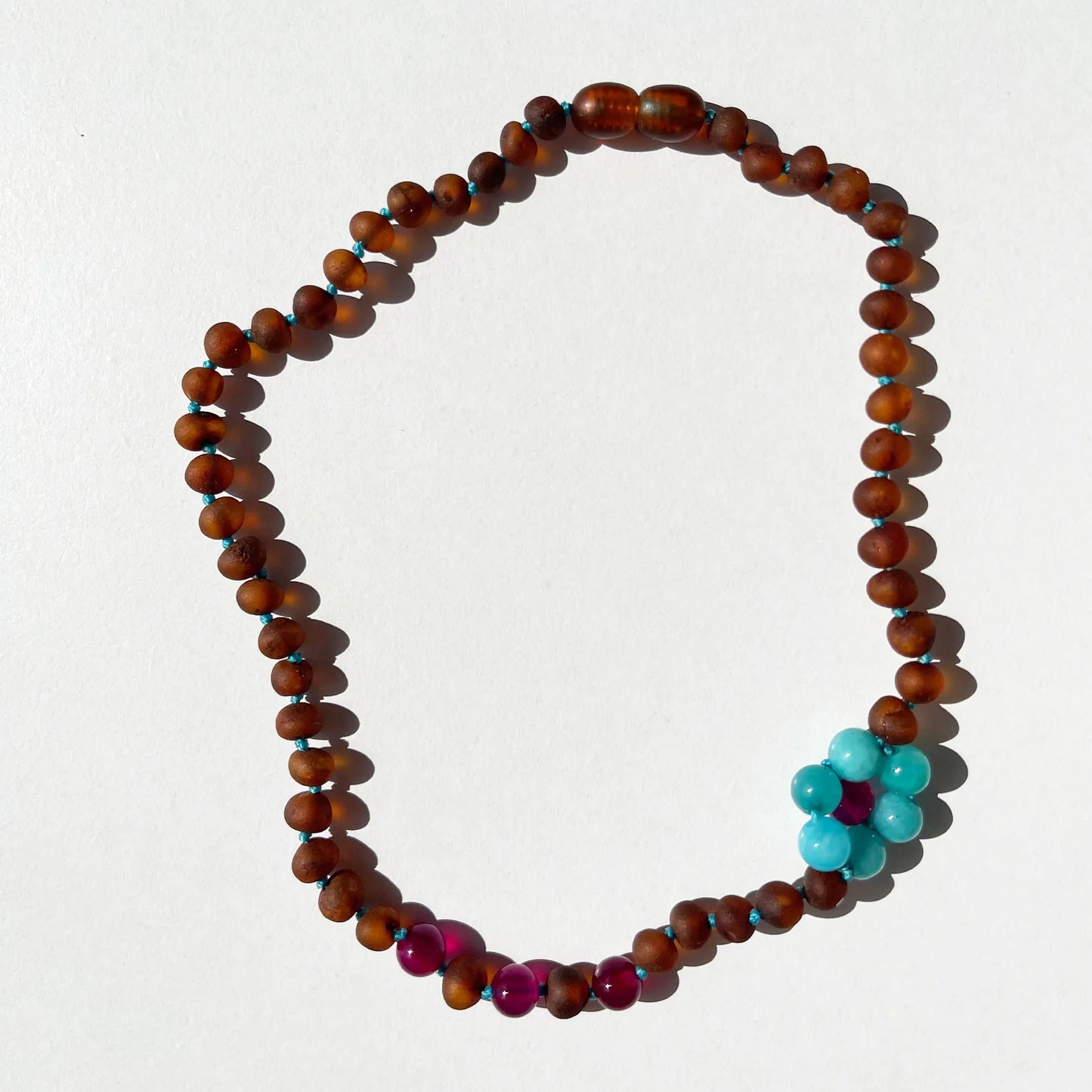 【seeeeeeikoconut76さま専用ページ】Amber Necklace with flower -Raw cognac- 32cm