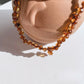 Amber Necklace with Cross - Cognac - 32cm