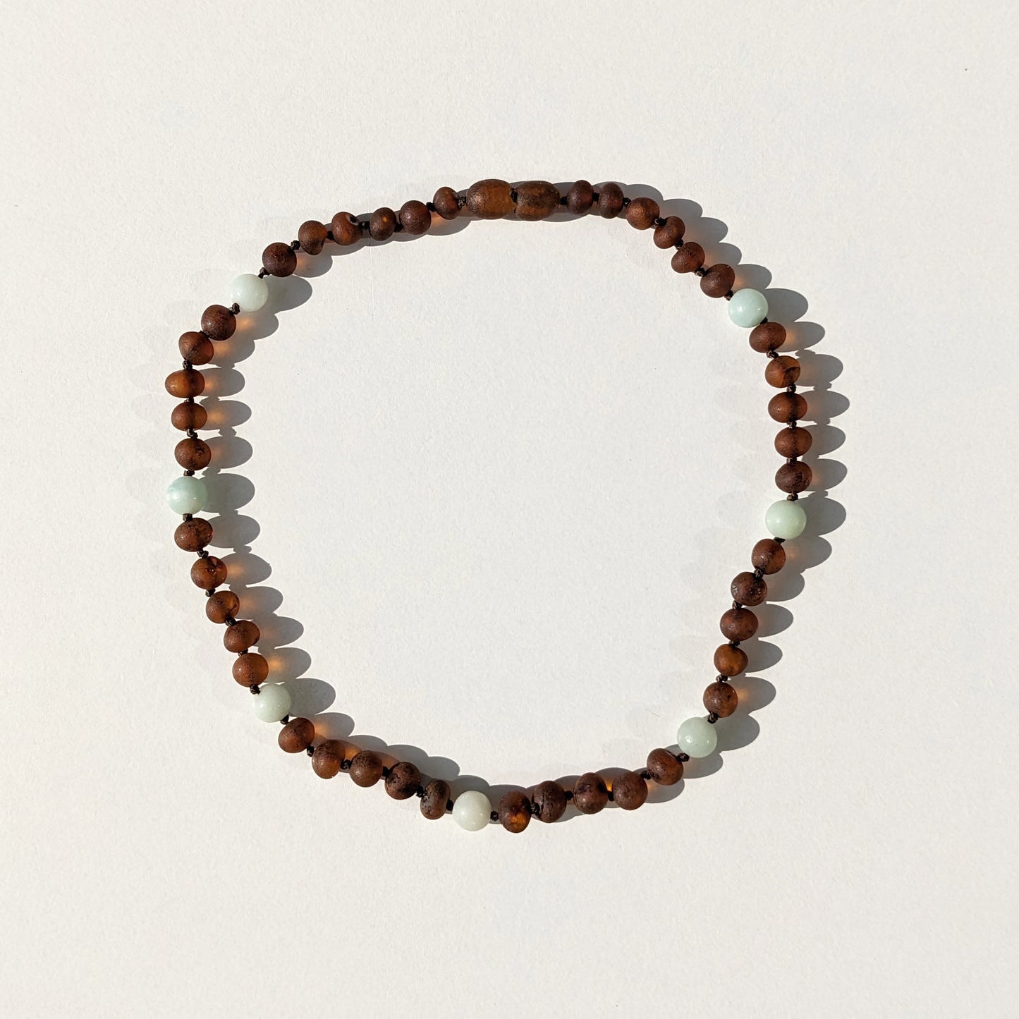 【morimorickさま専用ページ】Amber Necklace - Raw Cognac + Aquamarine - 32cm