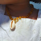 Amber Necklace with Cowrie Shell - Honey- 32cm
