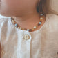 Amber Necklace with turquoise - Unpolished Multi Colors - 32cm