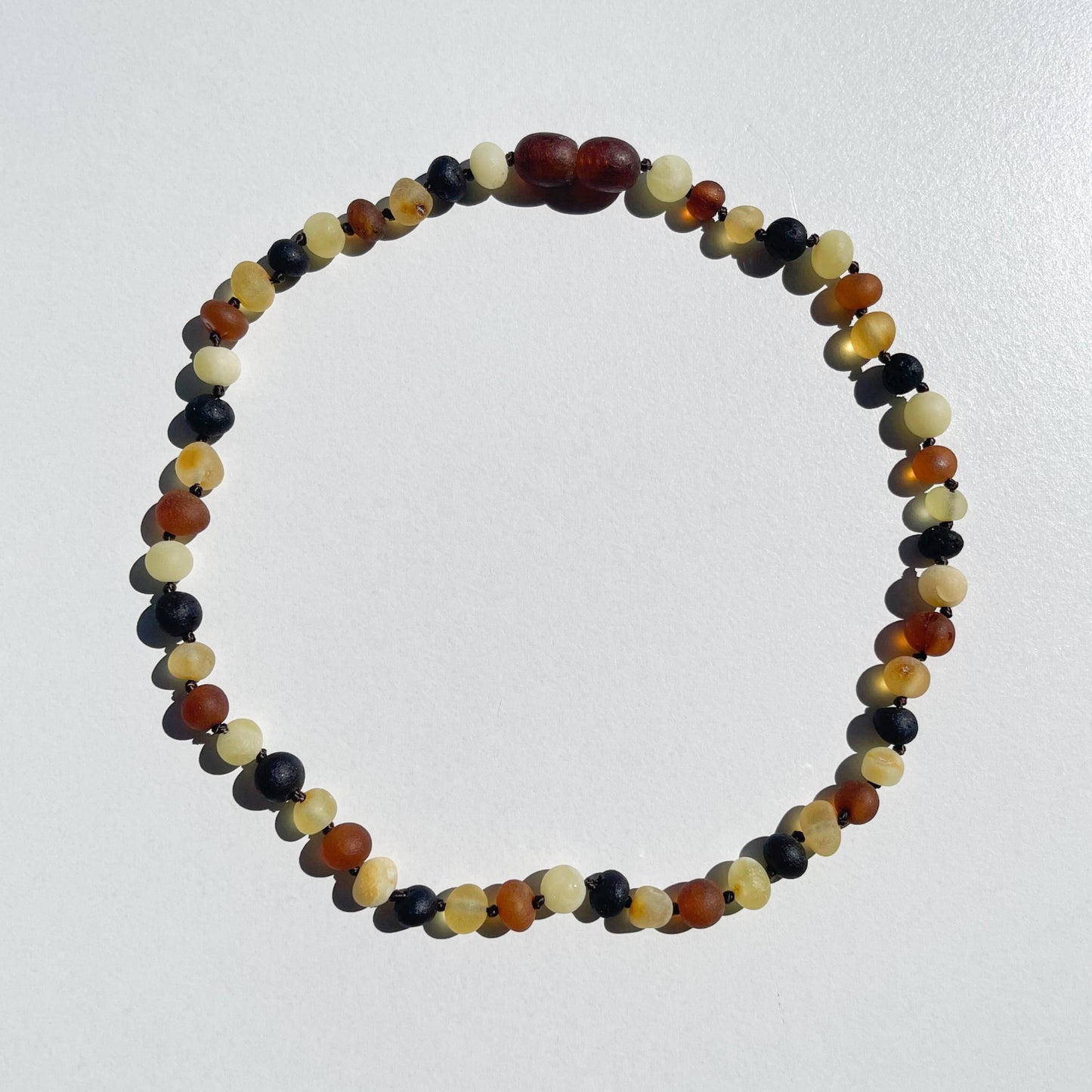 Amber Necklace - Unpolished Multi Colors - 32cm