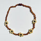 Amber Necklace with 5flowers -Raw cognac- 40cm