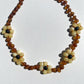 Amber Necklace with 5flowers -Raw cognac- 32cm